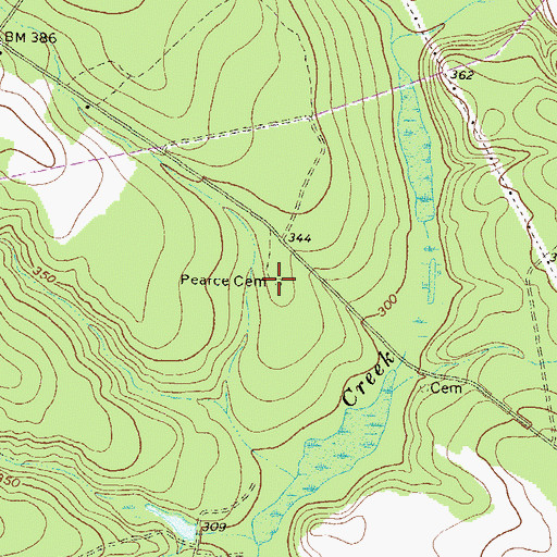 Topographic Map of Pearce Cemetery, GA