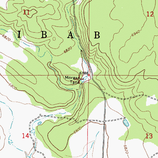 Topographic Map of Morgan Tank, AZ