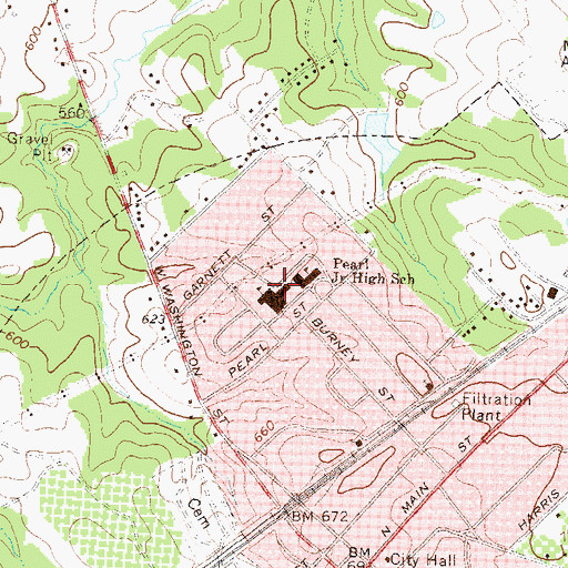 Topographic Map of Morgan County Middle School, GA