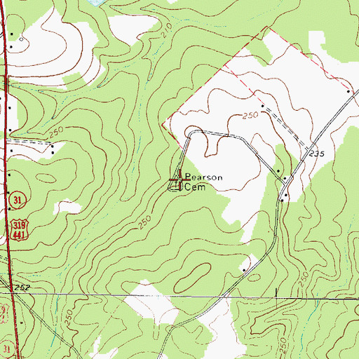 Topographic Map of Pearson Cemetery, GA