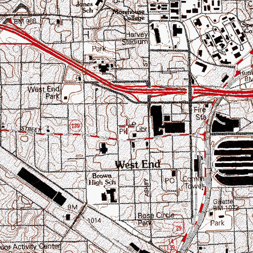 Topographic Map of Rusk Elementary School, GA