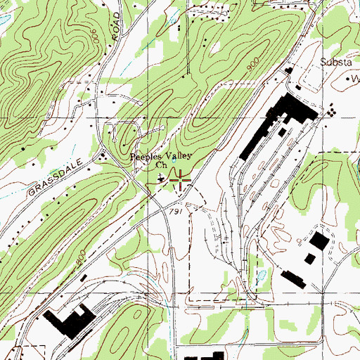 Topographic Map of Peeples Valley Church, GA