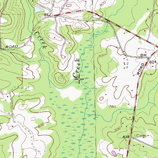 Topographic Map of Pelham Creek, GA