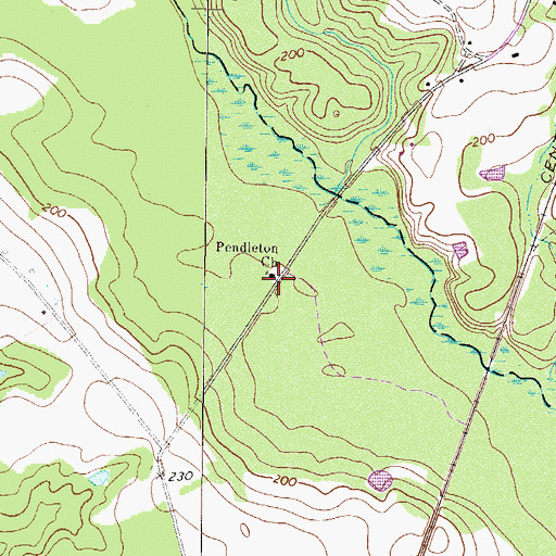 Topographic Map of Pendleton Church, GA