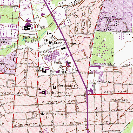 Topographic Map of Pendleton Park, GA