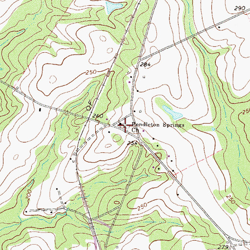 Topographic Map of Pendleton Springs Church, GA