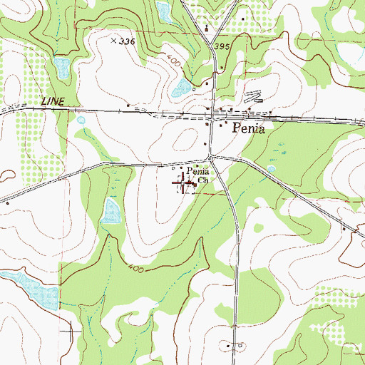 Topographic Map of Penia Church, GA