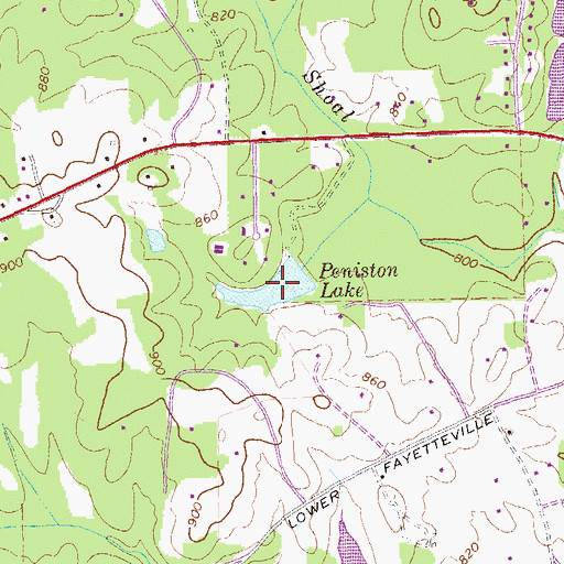 Topographic Map of Peniston Lake, GA