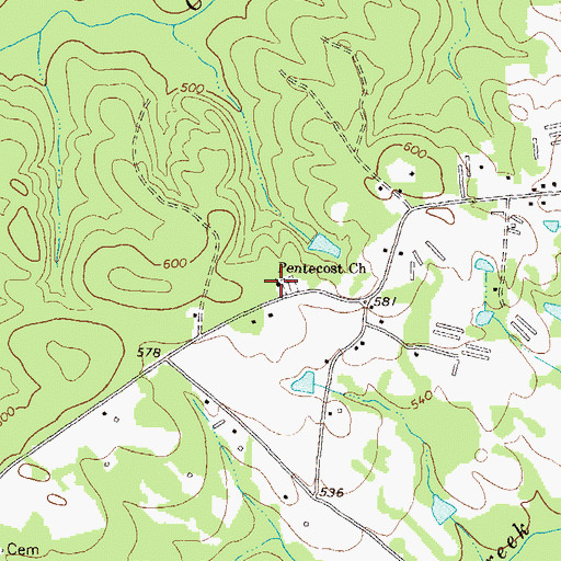 Topographic Map of Pentecost Church, GA