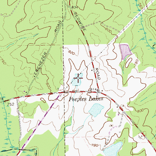 Topographic Map of Peoples Lakes, GA