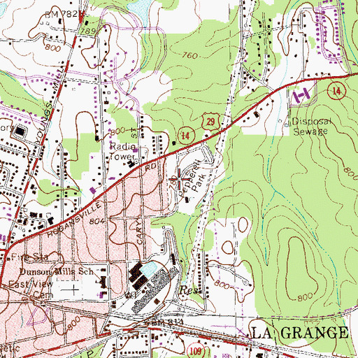 Topographic Map of Pepperell Park, GA