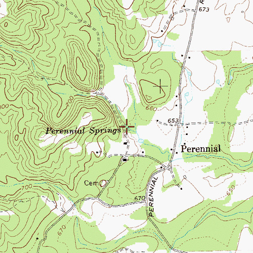 Topographic Map of Perennial Springs, GA