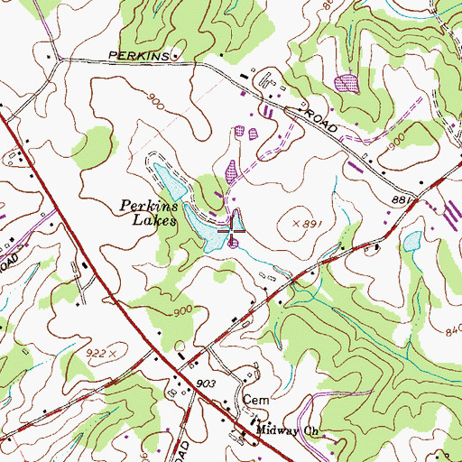 Topographic Map of Perkins Lakes, GA