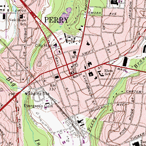 Topographic Map of Perry, GA