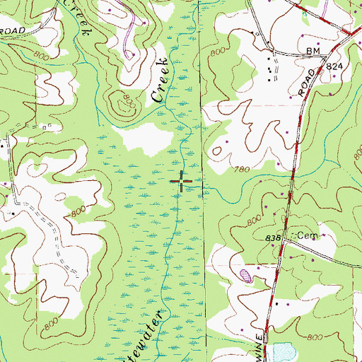 Topographic Map of Perry Creek, GA