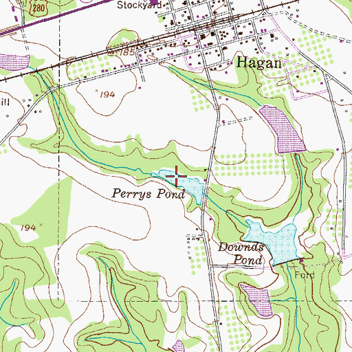 Topographic Map of Perrys Pond, GA