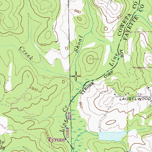 Topographic Map of Persimmon Creek, GA