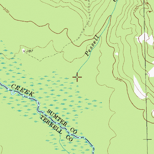Topographic Map of Pessell Creek, GA