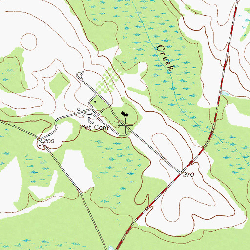 Topographic Map of Pet Cemetery, GA
