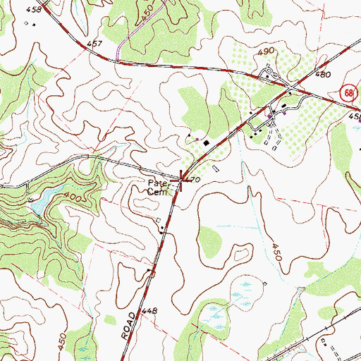 Topographic Map of Pete Cemetery, GA