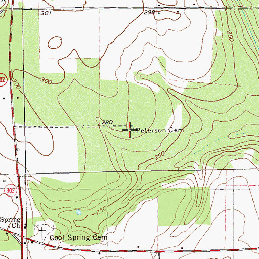 Topographic Map of Peterson Cemetery, GA