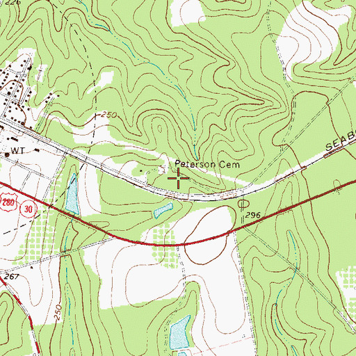 Topographic Map of Peterson Cemetery, GA