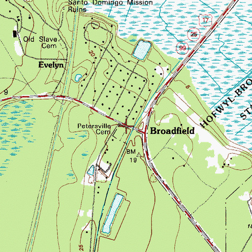 Topographic Map of Petersville Cemetery, GA