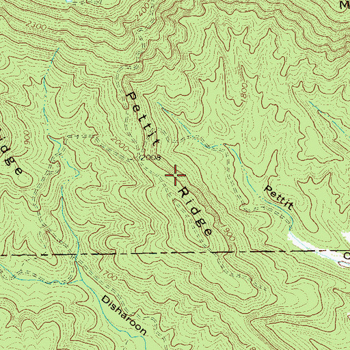 Topographic Map of Pettit Ridge, GA