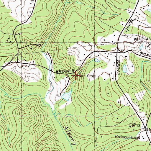 Topographic Map of Pharr Cemetery, GA