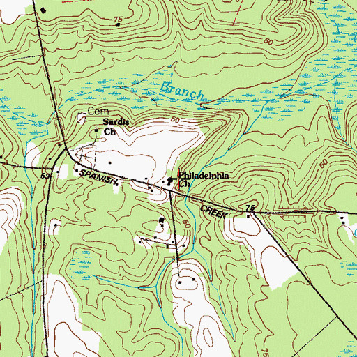 Topographic Map of Philadelphia Church, GA