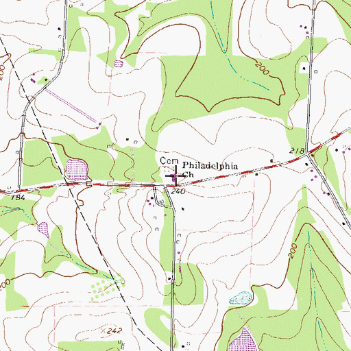 Topographic Map of Philadelphia Church, GA