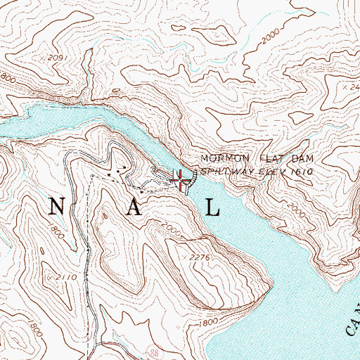 Topographic Map of Mormon Flat Dam, AZ