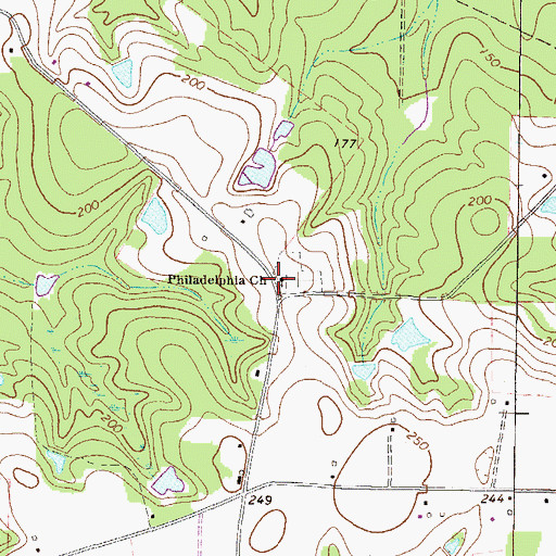 Topographic Map of Philadelphia Church, GA