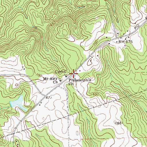Topographic Map of Philadelphia Church, GA