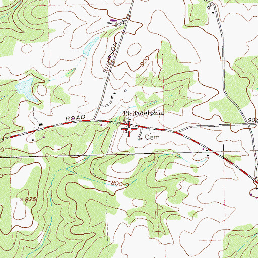 Topographic Map of Philadelphia Baptist Church, GA