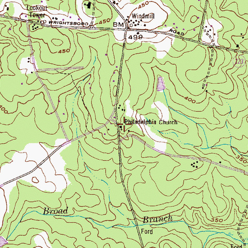 Topographic Map of Philadelphia Church, GA