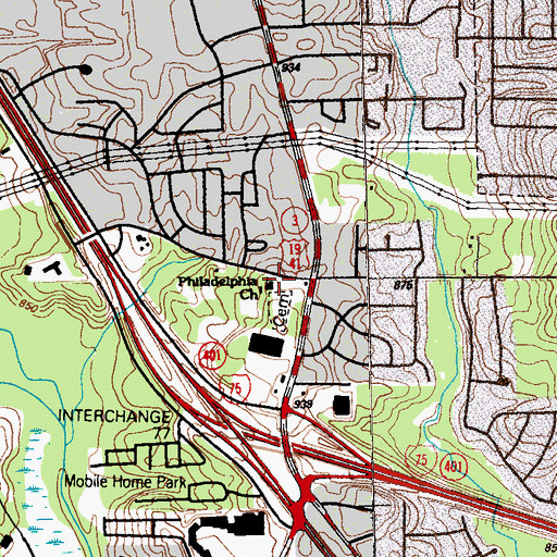 Topographic Map of Philadelphia Church, GA