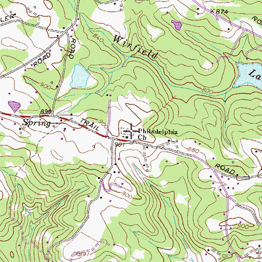 Topographic Map of Philadelphia Church, GA