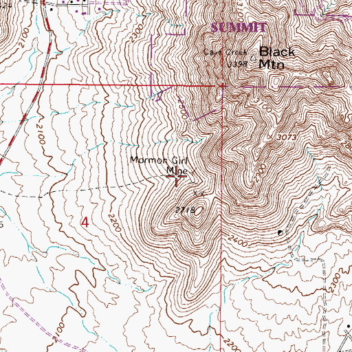 Topographic Map of Mormon Girl Mine, AZ
