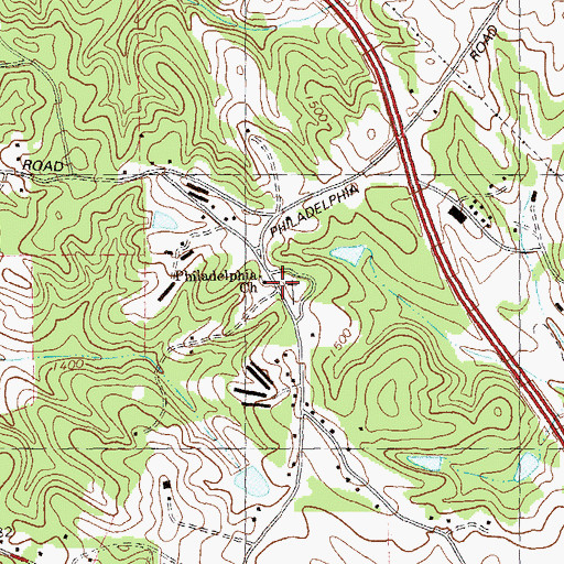 Topographic Map of Philadelphia Church, GA