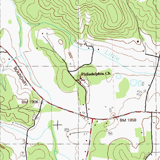 Topographic Map of Philadelphia Church, GA