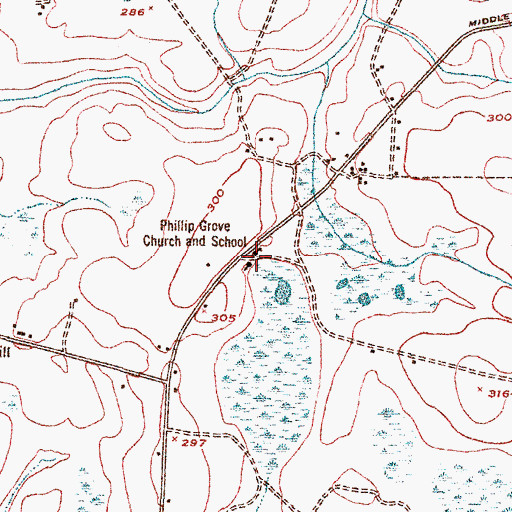 Topographic Map of Phillip Grove Church, GA