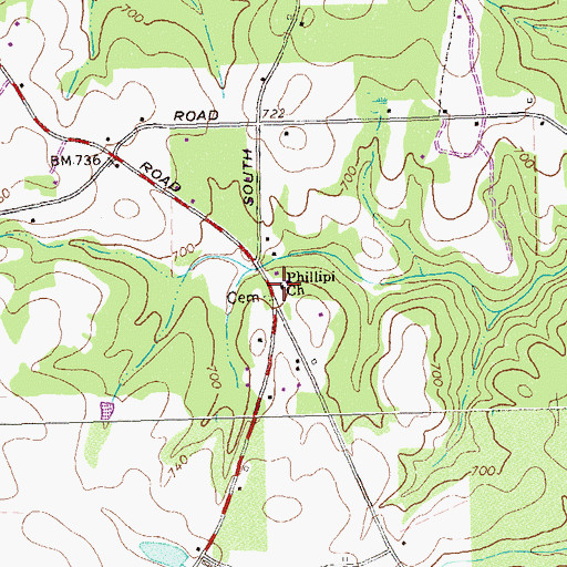 Topographic Map of Phillipi Baptist Church, GA