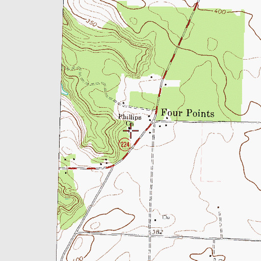 Topographic Map of Phillips Church, GA