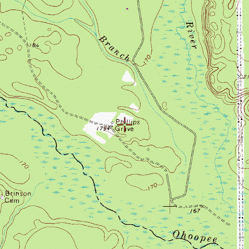 Topographic Map of Phillips Grave, GA