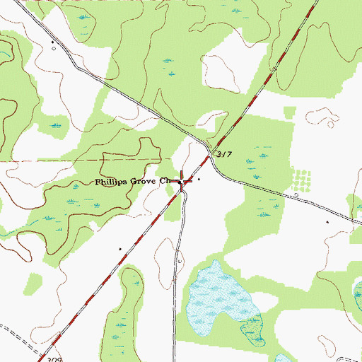 Topographic Map of Phillips Grove Church, GA
