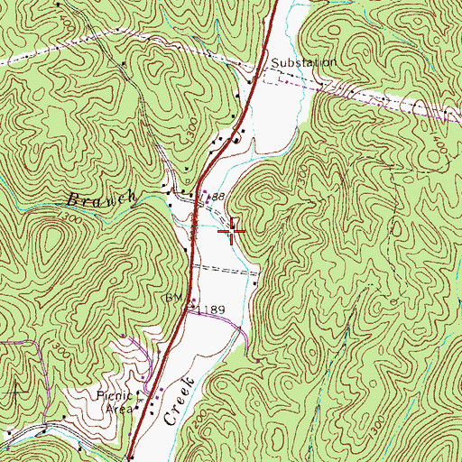 Topographic Map of Pickett Branch, GA