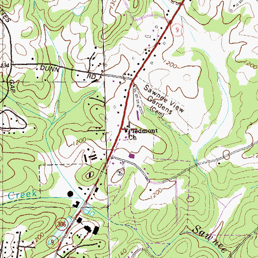 Topographic Map of Piedmont Church, GA