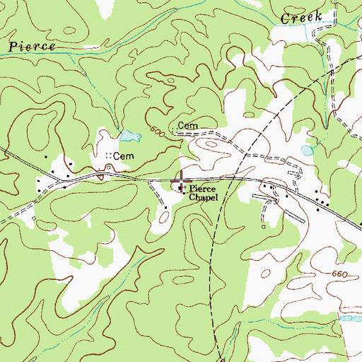 Topographic Map of Pierce Chapel, GA