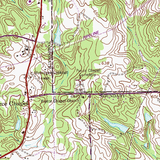 Topographic Map of Pierce Chapel Cemetery, GA
